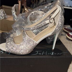 Betsey Johnson Sparkling Silver Heels